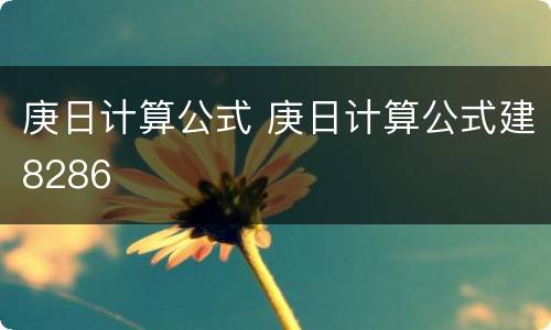 庚日计算公式 庚日计算公式建8286