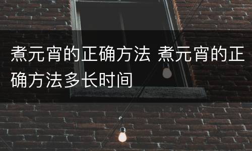 煮元宵的正确方法 煮元宵的正确方法多长时间