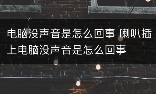 电脑没声音是怎么回事 喇叭插上电脑没声音是怎么回事