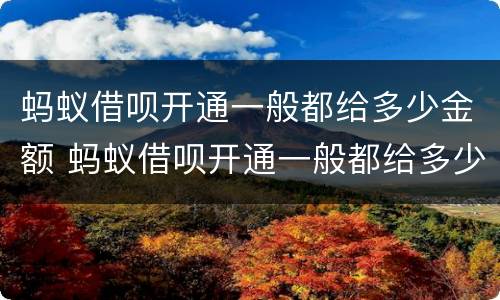 蚂蚁借呗开通一般都给多少金额 蚂蚁借呗开通一般都给多少金额的