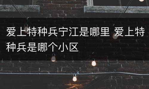 爱上特种兵宁江是哪里 爱上特种兵是哪个小区