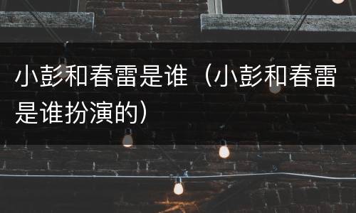小彭和春雷是谁（小彭和春雷是谁扮演的）