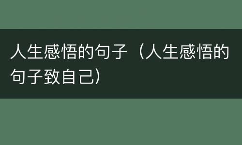 人生感悟的句子（人生感悟的句子致自己）