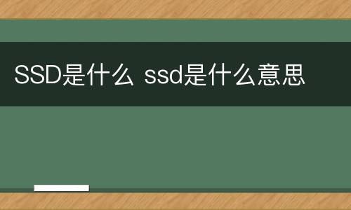 SSD是什么 ssd是什么意思