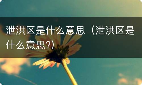 泄洪区是什么意思（泄洪区是什么意思?）