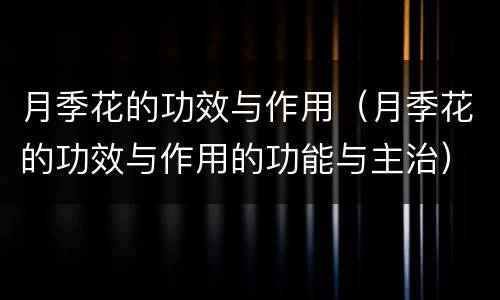月季花的功效与作用（月季花的功效与作用的功能与主治）