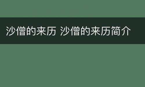 沙僧的来历 沙僧的来历简介