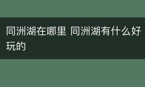 同洲湖在哪里 同洲湖有什么好玩的