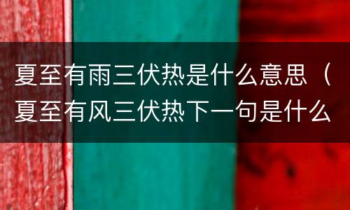 夏至有雨三伏热是什么意思（夏至有风三伏热下一句是什么）