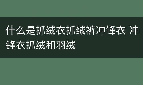 什么是抓绒衣抓绒裤冲锋衣 冲锋衣抓绒和羽绒