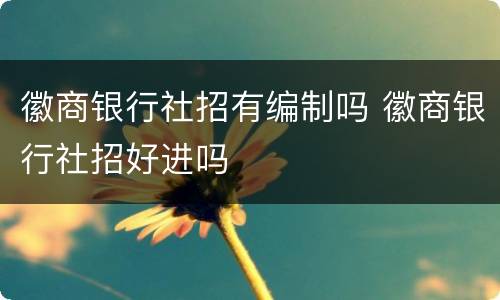 徽商银行社招有编制吗 徽商银行社招好进吗