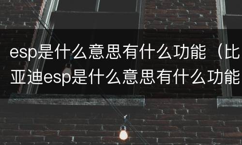 esp是什么意思有什么功能（比亚迪esp是什么意思有什么功能）