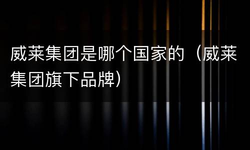 威莱集团是哪个国家的（威莱集团旗下品牌）
