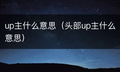 up主什么意思（头部up主什么意思）