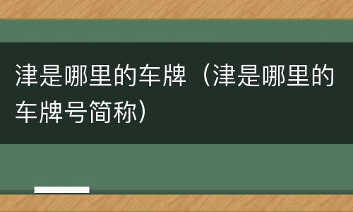 津是哪里的车牌（津是哪里的车牌号简称）