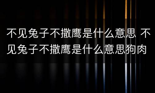 不见兔子不撒鹰是什么意思 不见兔子不撒鹰是什么意思狗肉锅里滚,神仙站不稳