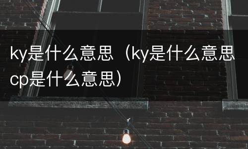 ky是什么意思（ky是什么意思cp是什么意思）