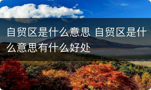 自贸区是什么意思 自贸区是什么意思有什么好处