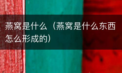 燕窝是什么（燕窝是什么东西怎么形成的）