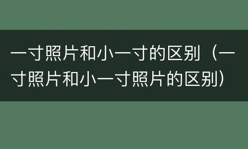 一寸照片和小一寸的区别（一寸照片和小一寸照片的区别）