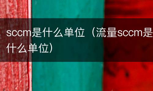 sccm是什么单位（流量sccm是什么单位）