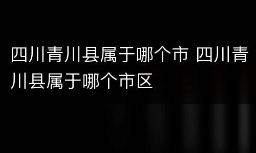 四川青川县属于哪个市 四川青川县属于哪个市区