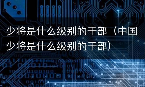 少将是什么级别的干部（中国少将是什么级别的干部）