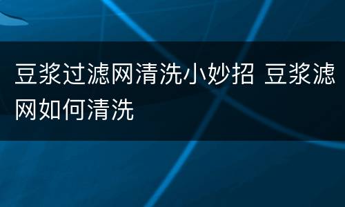 豆浆过滤网清洗小妙招 豆浆滤网如何清洗