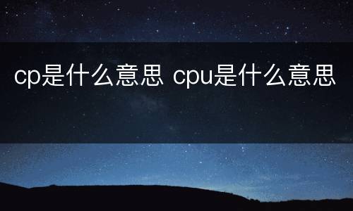 cp是什么意思 cpu是什么意思