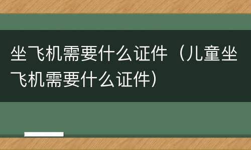 坐飞机需要什么证件（儿童坐飞机需要什么证件）
