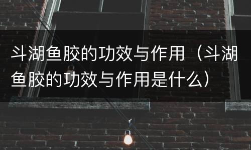 斗湖鱼胶的功效与作用（斗湖鱼胶的功效与作用是什么）