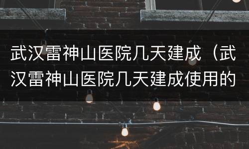 武汉雷神山医院几天建成（武汉雷神山医院几天建成使用的）