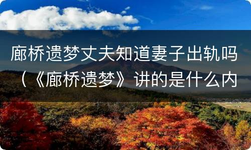 廊桥遗梦丈夫知道妻子出轨吗（《廊桥遗梦》讲的是什么内容?）