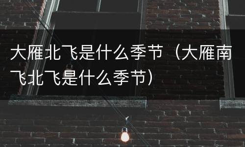 大雁北飞是什么季节（大雁南飞北飞是什么季节）