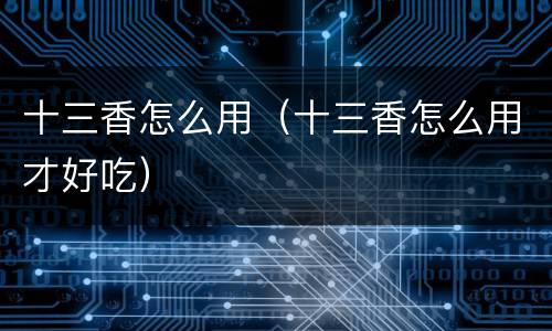 十三香怎么用（十三香怎么用才好吃）