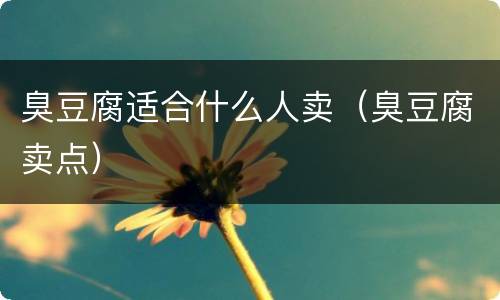 臭豆腐适合什么人卖（臭豆腐卖点）