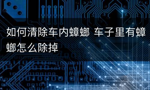 如何清除车内蟑螂 车子里有蟑螂怎么除掉