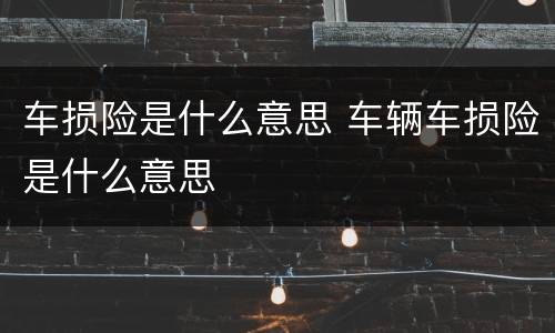 车损险是什么意思 车辆车损险是什么意思