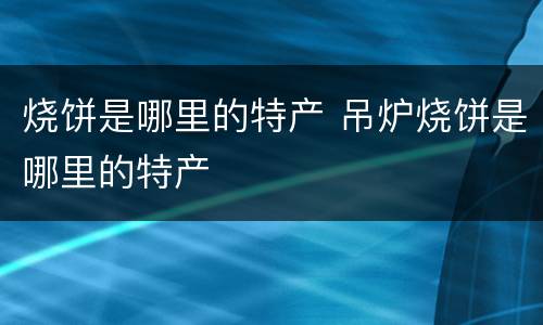 烧饼是哪里的特产 吊炉烧饼是哪里的特产
