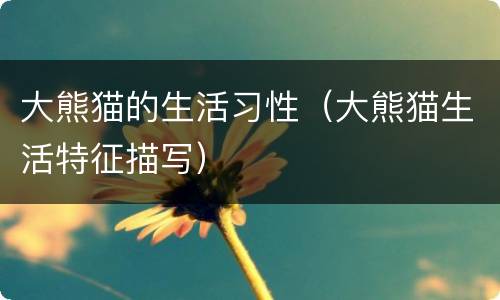 大熊猫的生活习性（大熊猫生活特征描写）