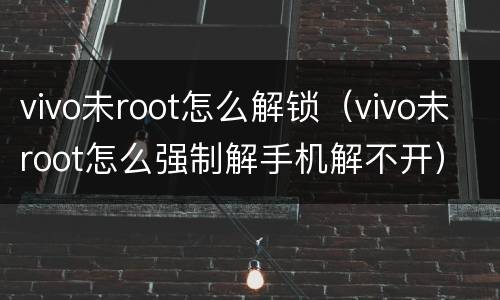 vivo未root怎么解锁（vivo未root怎么强制解手机解不开）