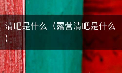 清吧是什么（露营清吧是什么）