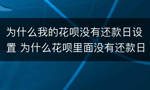 为什么我的花呗没有还款日设置 为什么花呗里面没有还款日设置