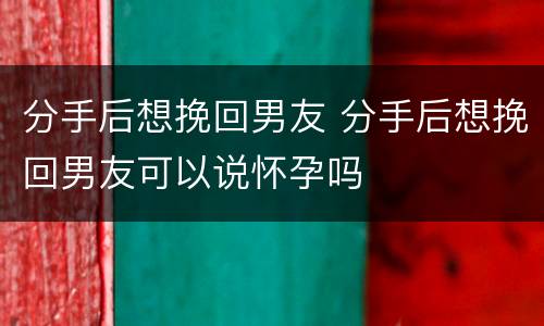 分手后想挽回男友 分手后想挽回男友可以说怀孕吗