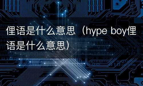 俚语是什么意思（hype boy俚语是什么意思）