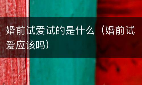 婚前试爱试的是什么（婚前试爱应该吗）