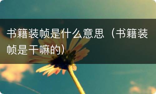 书籍装帧是什么意思（书籍装帧是干嘛的）
