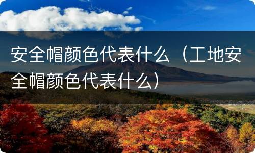 安全帽颜色代表什么（工地安全帽颜色代表什么）
