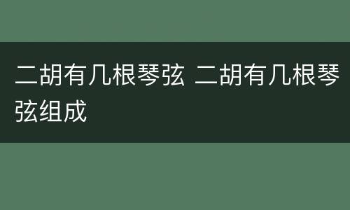 二胡有几根琴弦 二胡有几根琴弦组成