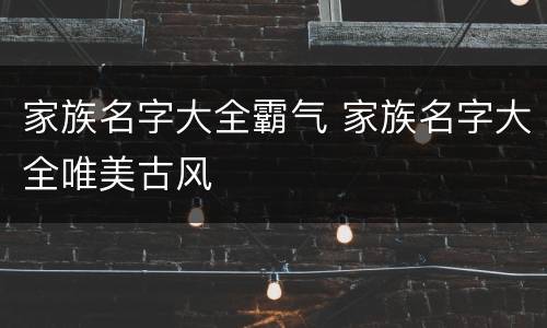 家族名字大全霸气 家族名字大全唯美古风